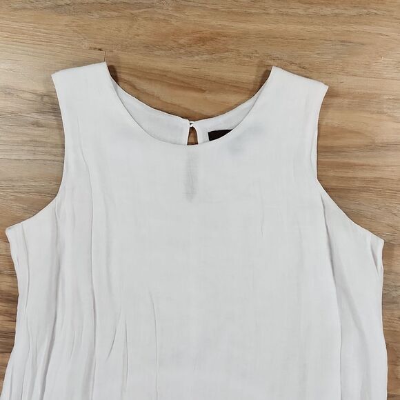 🔹️Fever White Gauzy Asymmetric Sleeveless Top Small - Picture 3 of 10